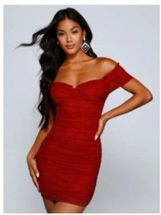 Windsor Dresses & Skirts - Windsor Crimson Ruched Off-Shoulder Mini Dress size XS